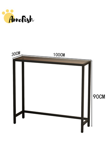 AnneFish 100*30*90cm Glass Console Table Tempered Glass Top Sofa Table Coffee Corner Display Shelf Entryway