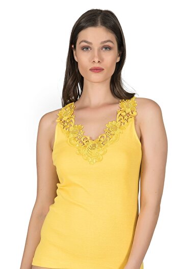 ÖZKAN underwear Özkan 2001 - Pack of 5 Women's Laced Cotton Ribbed Magnolia Tank Top
