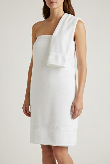Anılsan Set of 2 Greek White Bath Towels - 70X140 Cm, 490 Gr, 100% Cotton, Spa and Hotel Towels