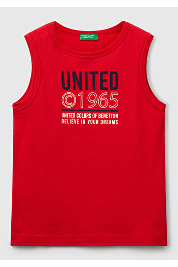 United Colors of Benetton Boy's Red Benetton Logo Printed Undershirt