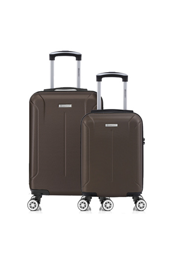 Quasar & Co. Set of 2 trolleys, 40x30x20cm removable wheels/55x36x20cm, hand luggage trolley, 4 wheels, ABS, Smart, dark coffee