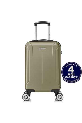 Quasar & Co. Smart Cabin Trolley, 55x37x20cm, Hand Luggage Trolley, Cabin Suitcase, 4 Double Wheels, Lock, ABS, Champagne