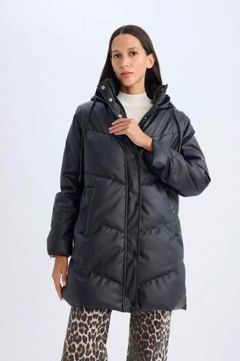 DeFacto Water Repellent Long down Jacket Parka Thermal Insulated Quilted Hooded Puffer A0873Ax23Wn