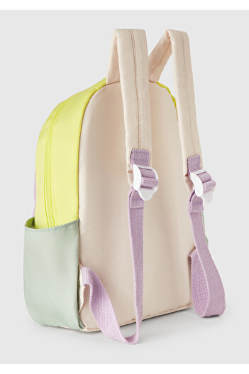 United Colors of Benetton Boy's Lilac Peanuts Printed Color Block Canvas Mini Backpack
