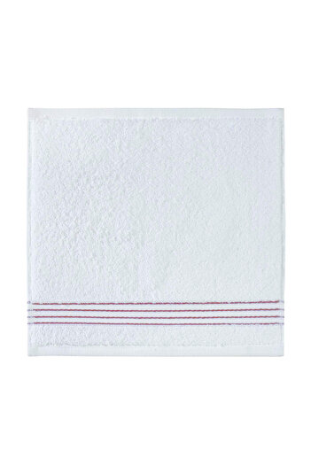 Arte Cotone White Embroidered Striped Hand Towel Set |   Red and Green Stripes 35X35 / 40X70