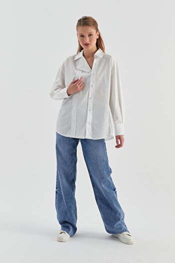 MARKALİSTE Double Buttoned Shirt White