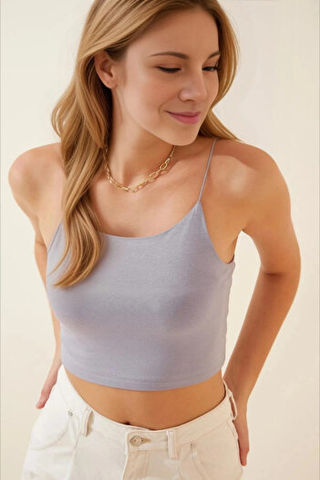 hazelin Gray Rope Strap Knitted Women's Bustier - HZL24S-ZK12001