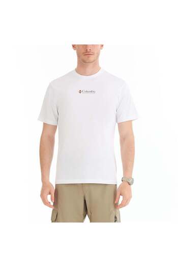 Columbia White Men's O-Neck Regular Fit Printed T-Shirt 9120340100_Cs0241