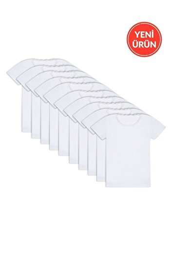 ÖZKAN underwear Özkan 42781 - 10 Pack Girl's Undershirt, Cotton, Lace Detail, Flexible and Comfortable, Short Sleeve