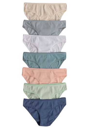 ÖZKAN underwear Özkan 26798 Pachet de 7 Chiloți de bikini pentru femei, din bumbac cu nervuri, flexibili, confortabili