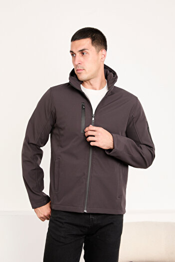 STOCX Men's Hooded Water Resistant Softshell Jacket