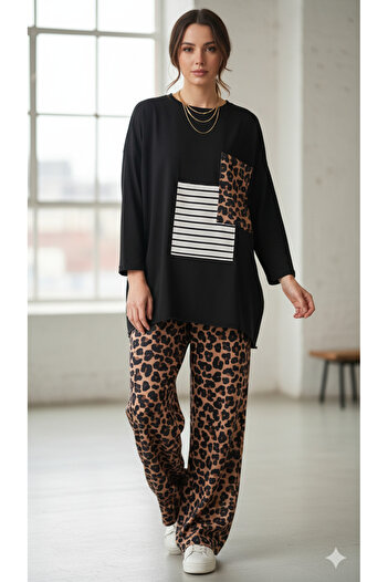 SEEMORE TEKSTİL LEOPARD PATTERNED DOUBLE SET