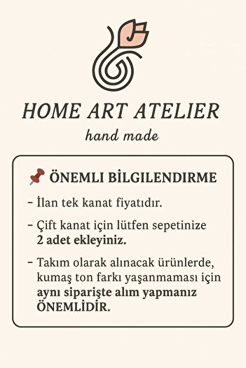 HOME ART ATELIER hand made Doğal Vintage Keten Perde (EN X BOY) - Tek Kanat -pilesiz