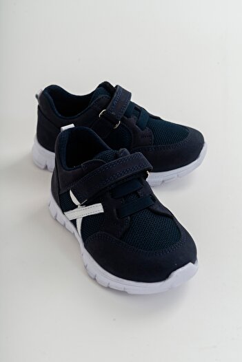 mnpc Unisex Kids Navy Blue Leather Orthopedic Supported Sports Shoes