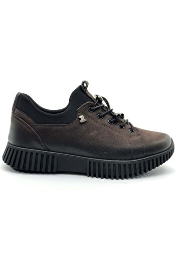 Venüs Azalea Genuine Leather Orthopedic Women's Casual Shoes Brown