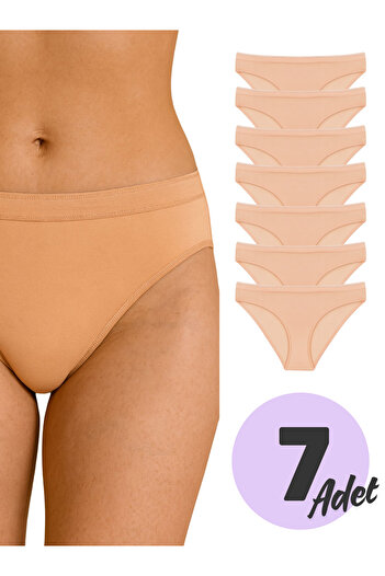 LİBELLA İÇ GİYİM Women's Cotton Lycra Bikini Panties 7 Pack - Skin Color