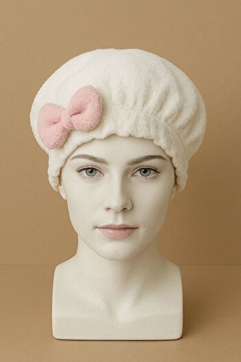 TOPRAK SPORT Hair Drying Bath Shower Cap – 100% Cotton, with Bow