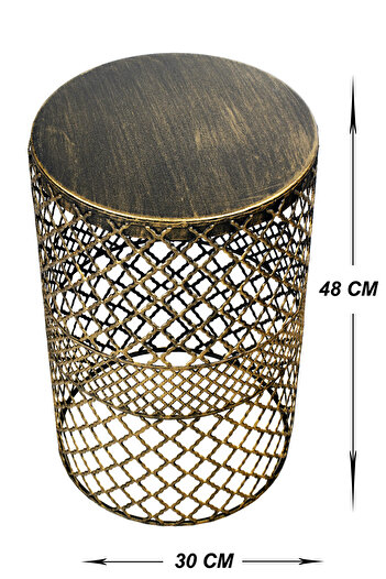 VENON Home Metal Modern Sehpa (300x480) Siyah Sarı Patine Dekoratif Sehpa Zigon Sehpa Orta