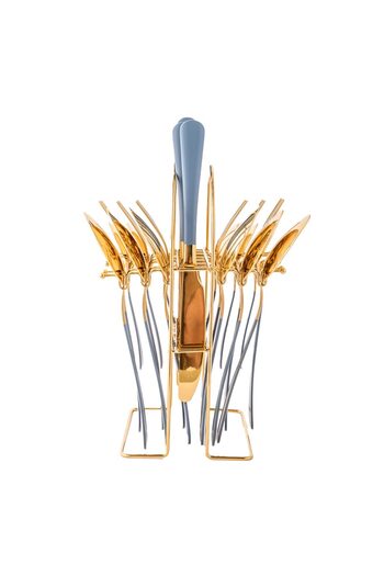 Trendy's Stainless steel cutlery set, 24 pieces, with stand, TRENDY'S, grey-gold