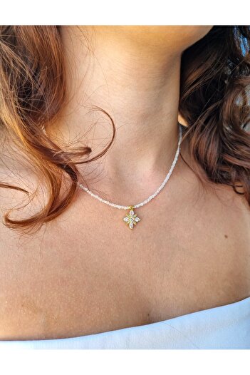 NEMOR STUDIO Moonstone Natural Stone Necklace |   Crystal Flower Sparkle