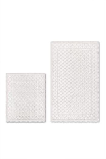 Bluenity Granada Natural Cotton 2-Piece Bath Mat Set 60X100 50X60 cm Ecru