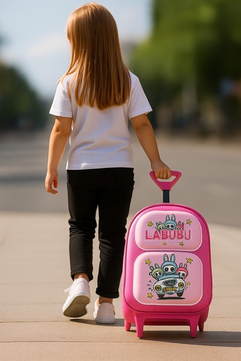 NEWFULL Rucsac pentru grădiniță pentru fete LABUBU cu rulou