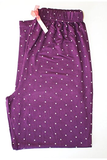 Made By me Pantaloni de pijama modal de mărime mare de lux cu buline mov