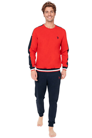 U.S. Polo Assn. Men's Long Sleeve Pajama Set - Red, Comfortable Cotton Fabric