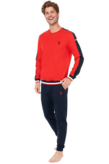 U.S. Polo Assn. Men's Long Sleeve Pajama Set - Red, Comfortable Cotton Fabric