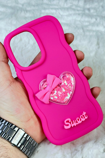 Vip Case Infi̇ni̇x Hot 40 Compatible Colorful Heart Ribbon Detailed Glittery Wavy Sweety Case