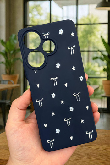 Vip Case Xiaomi Redmi 13 4g Mini Bow Patterned Silicone Shock Absorbing Classic Protected Rubber Case277