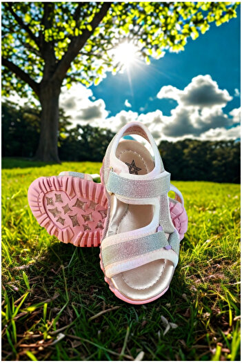 Moda Lime Κορίτσι Velcro Ευέλικτη Σόλα Πλήρης Ορθοπεδική Ανθεκτική Φαρδιά Εφαρμογή Κοριτσίστικα Αθλητικά Σανδάλια Παντόφλες
