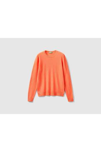 United Colors of Benetton Women's Cream Merino Wool Sweater with Round Neck