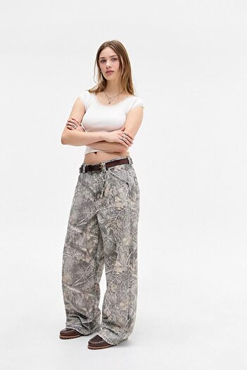 september island Çöl Kamuflaj Desenli Baggy Şalvar Uzun Versiyon Jeans ( 170 cm ve üzeri boylar için uygundur )