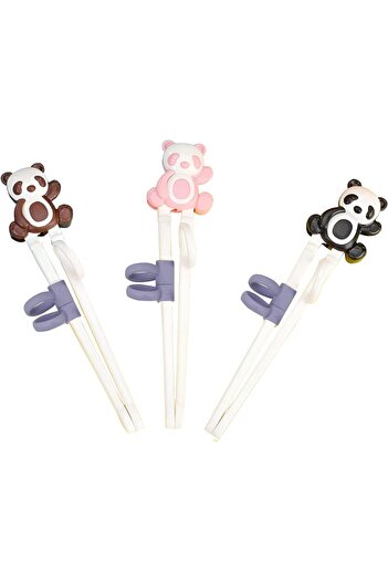 erorex 3Pcs Training Chopsticks, Cute Animal Panda Shape Chopsticks Helper, Finger Positioning Ring