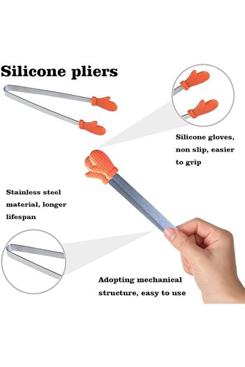 erorex 8Pcs Silicone Mini Tongs, 5Inch Glove Shape Food Tongs, Colourful Small Kids Tongs Serving Food,