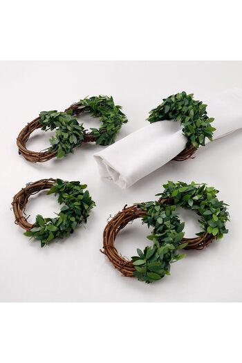 erorex Leaves Napkin Rings Set 6, Greenery Rattan Napkin Holders, Spring Wreath Farmhouse Style, 2.2 Inch