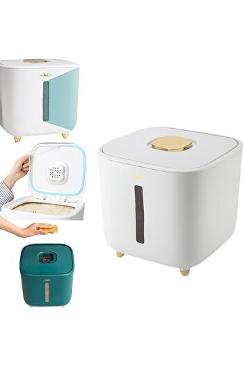 erorex Large Rice Dispenser, Large Grain Container Storage Food Storage Container Lid Measuring Cylinder
