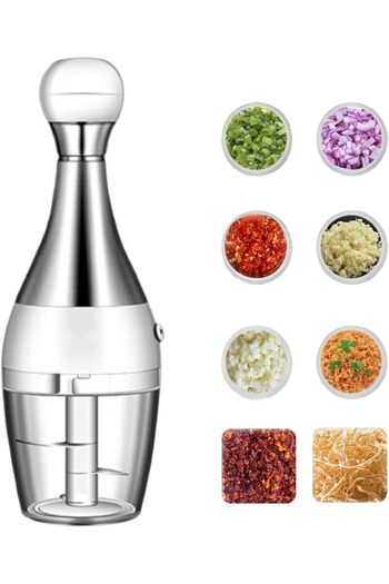 erorex Vegetable Chopper, Stainless Steel Food Cutter Container, Garlic Onion Potato Chopper, Manual