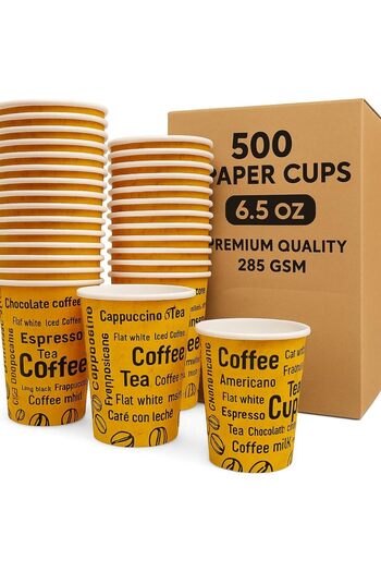 erorex Paper Tea Cups 250 Pieces, 6.5 Oz Capacity, Yellow
