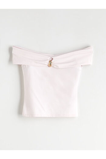 LC Waikiki New Season Boat Neck Metal Appliqued Blouse