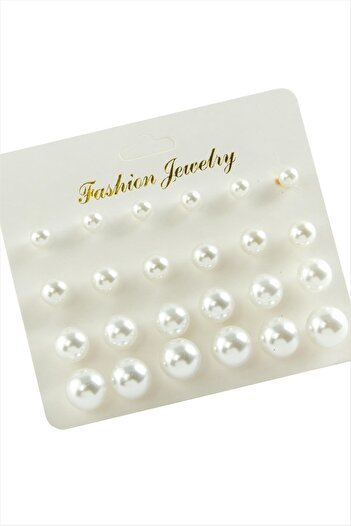 Okyanuss Accessories Card Pearl Earrings 24 Pieces