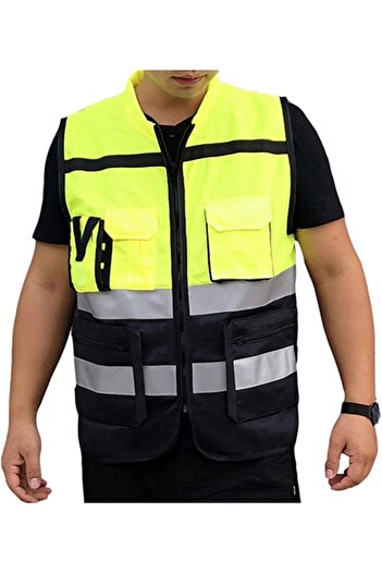 LJCM Reflective Safety Vest, Breathable Security Vest High Visibility Washable Large Capacity Pocket