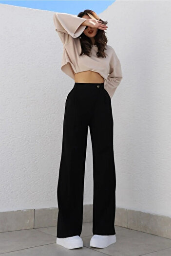 mor butik Pantaloni Palazzo negri de damă Myth010001