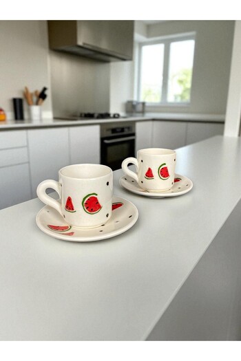 qtahya homes queen of kütahya Handmade Turkish Coffee Cup Set for 2 People