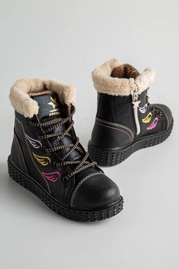 Zerenyus Premium Quality Lace-Up Warm Furry Waterproof Children's Boots