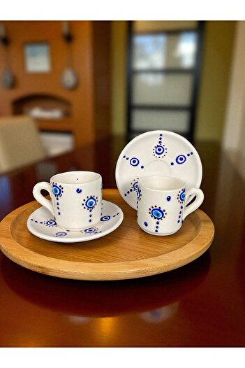 qtahya homes queen of kütahya Handmade Turkish Coffee Cup Set for 2 People