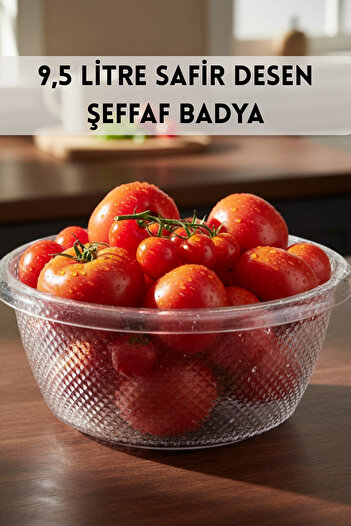 ELDİPA 9.5 Liter Sapphire Pattern Transparent Basin |   Food Basin Premium Plastic
