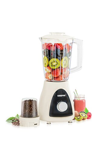 Geepas GSB5485 2-in-1 Blender, 600 Watts, Stainless Steel Blades, 3 Speeds with Pulse