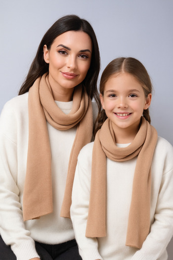 Sebir Moda Single Color Knitwear Mother-Child Set Scarf (40X180Cm and 30X140Cm)